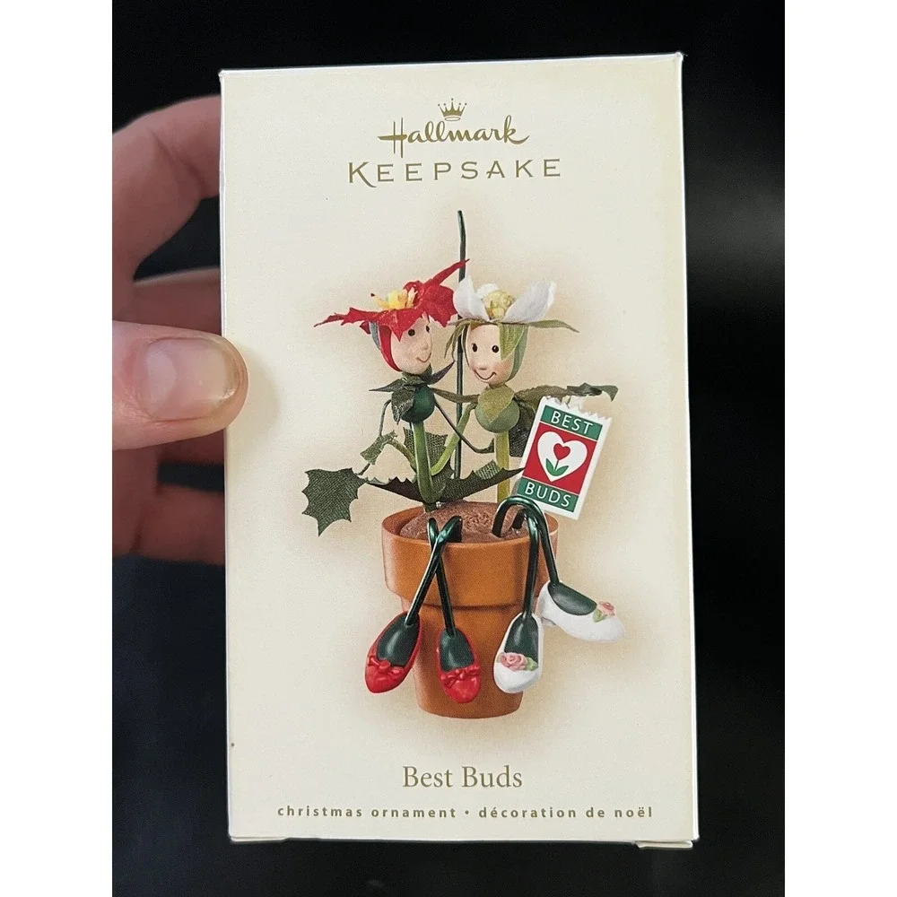 Hallmark Ornament Best Buds Two Flowers in a Flowerpot 2007 Christmas Keepsake
